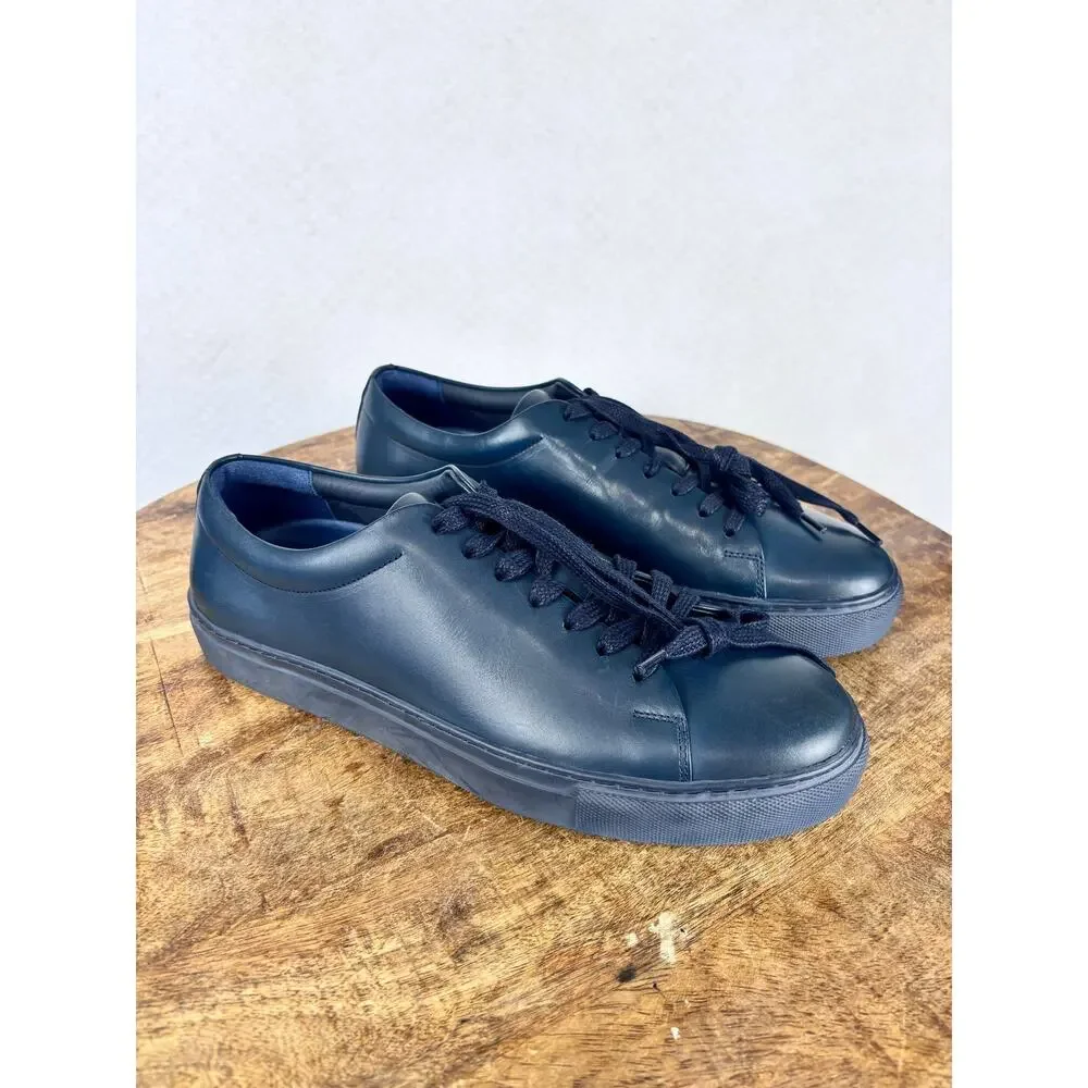 Wolf & Shepherd Leather Sneakers Men’s 9.5 Black Minimal Luxury Casual Shoes